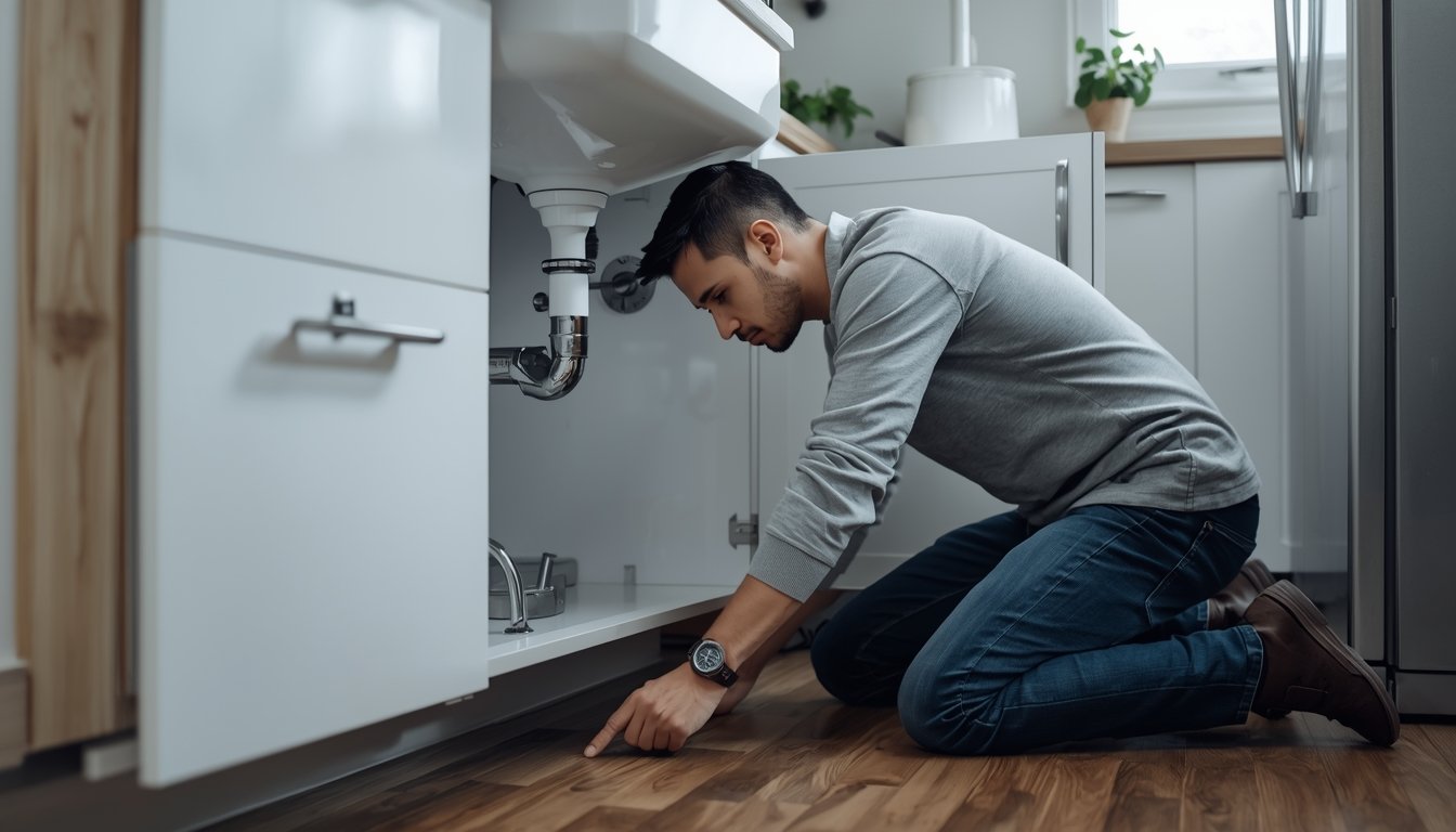 water pooling around base of toilet