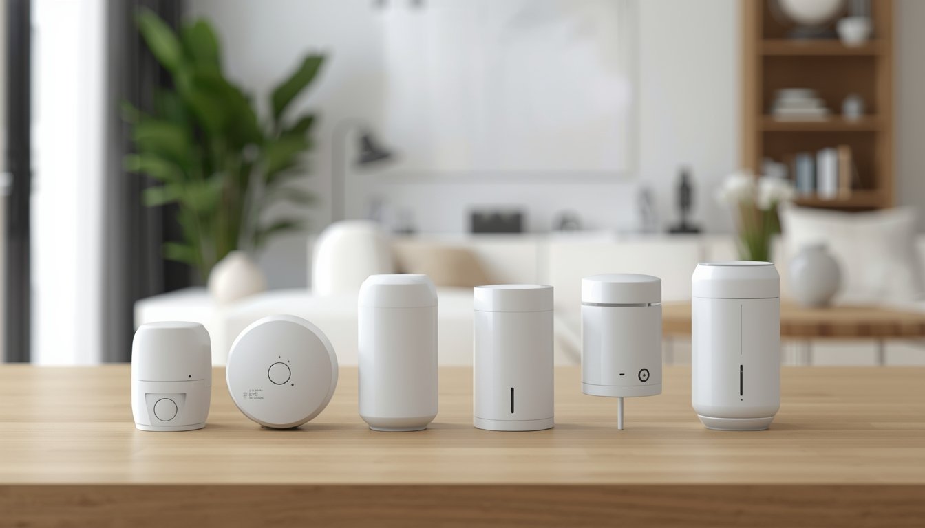 comparison of different water leak detectors showing smart sensors and cable detectors side by side